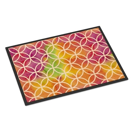 Carolines Treasures Carolines Treasures BB7515MAT Watercolor Rainbow Geometric Circles Indoor or Outdoor Mat; 18 x 27 in. BB7515MAT